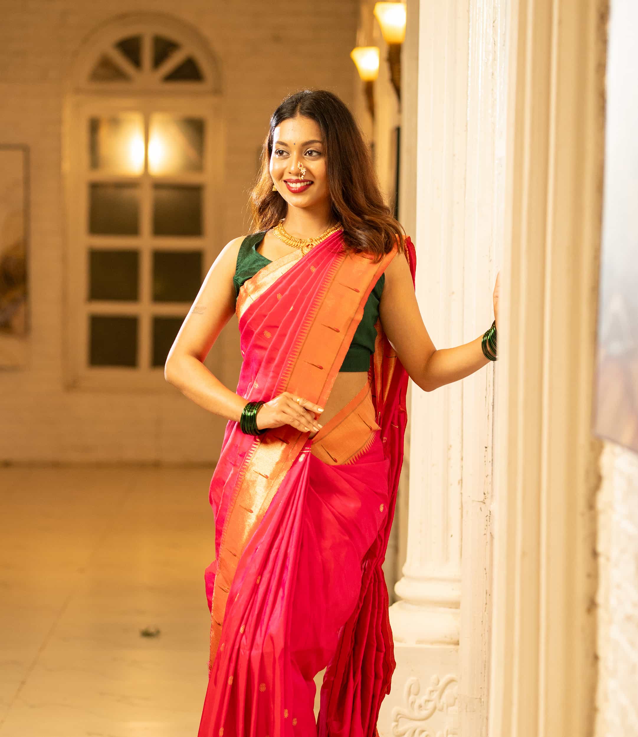 Mysore Silk saree from Karnataka — smooth texture with gold border